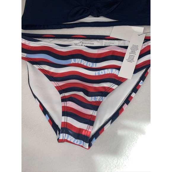 Tommy Hilfiger large GIRLS SWIMSUIT Tankini Bikini 2 Piece New 4th July Stripes - Picture 2 of 7
